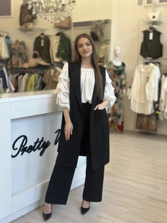 Pantaloni - Pantaloni negrii cu elastic in talie