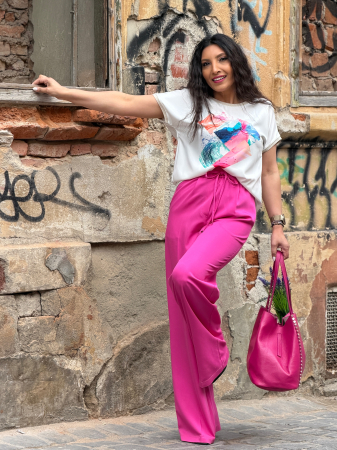 Pantaloni roz din bumbac [5]