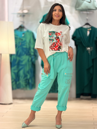 Pantaloni sport cu buzunare si elastic in talie [4]