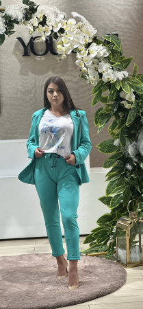 Pantaloni - Pantaloni verzi cu snur in talie