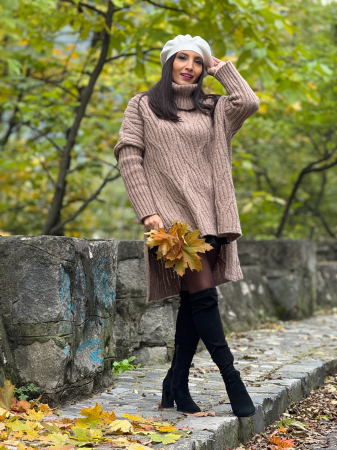 Pulover cu gat inalt si model impletit [2]
