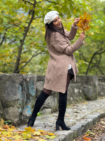 Pulover cu gat inalt si model impletit [3]