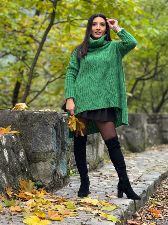 Pulover cu gat inalt si model impletit [4]