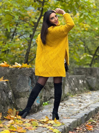 Pulover cu gat inalt si model impletit [5]
