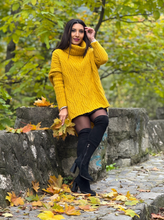 Pulover cu gat inalt si model impletit [1]