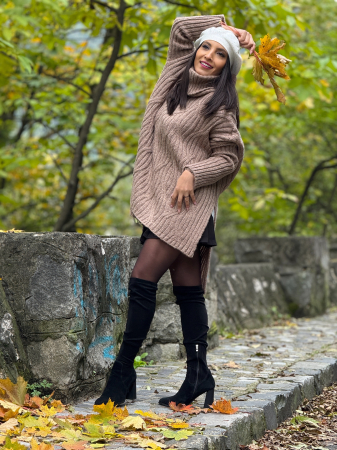 Pulover cu gat inalt si model impletit [1]