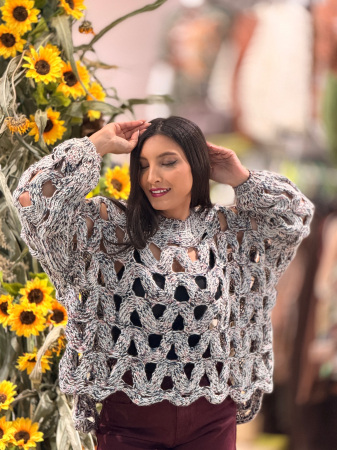 Pulover oversize cu impletituri [4]