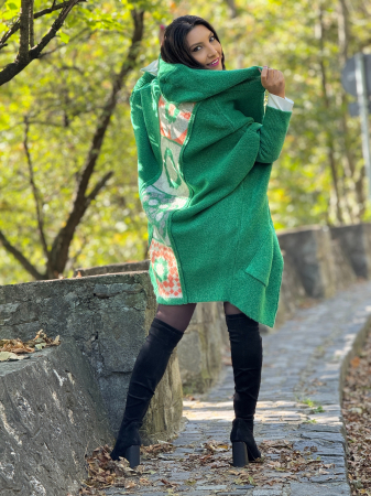 Pulover scurt de lana cu forme geometrice pe spate [1]