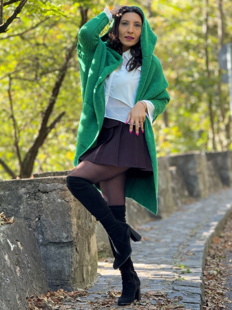 Pulover scurt de lana cu forme geometrice pe spate [7]