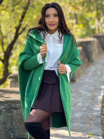 Pulover scurt de lana cu forme geometrice pe spate [3]