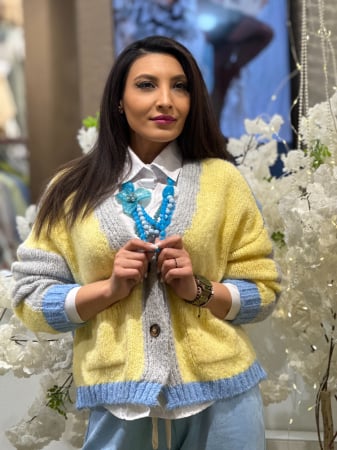 Geci si jachete - Pulover tricotat cu anchior si nasturi