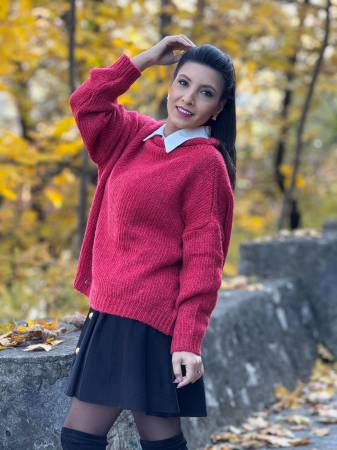 Pulover tricotat cu gat rulat [3]