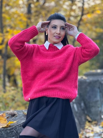 Pulover tricotat cu guler barcuta [2]