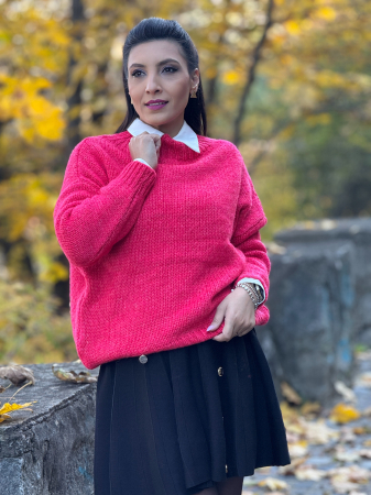 Pulover tricotat cu guler barcuta [3]