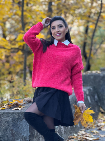 Pulover tricotat cu guler barcuta [1]