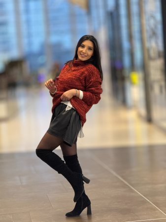 Pulover tricotat melanj rosu-roz [3]