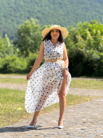 Rochie alba cu buline albastre [5]