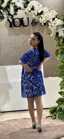 Rochie albastra cu dantela aplicata [3]