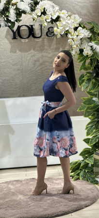 Rochie albastra cu imprimeu floral [3]