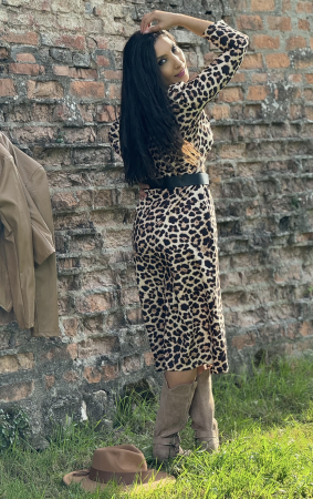 Rochie animal print cu anchior si curea in talie [4]