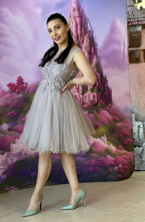 Rochie bej din tulle [1]
