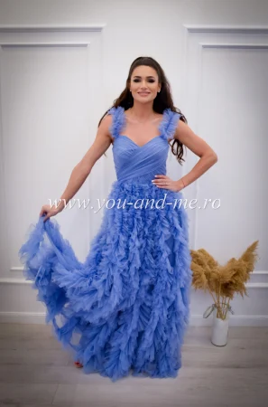 LICHIDARE DE STOC-ROCHII LUNGI DE EVENIMENT - Rochie bleo din tulle cu volane