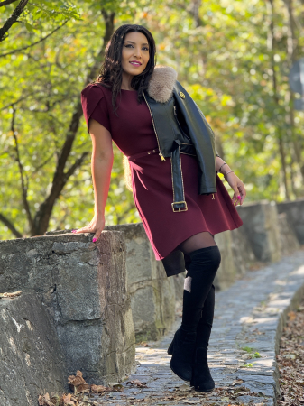 Rochie bordo cu curea [7]