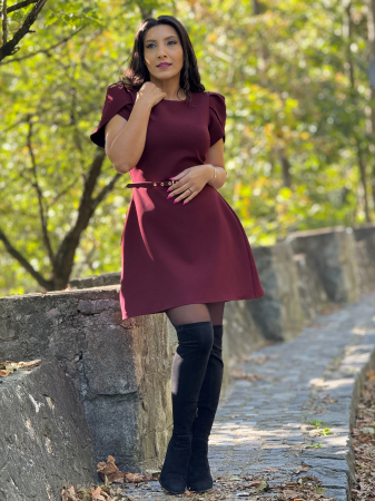 Rochie bordo cu curea [3]