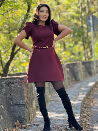 Rochie bordo cu curea [1]