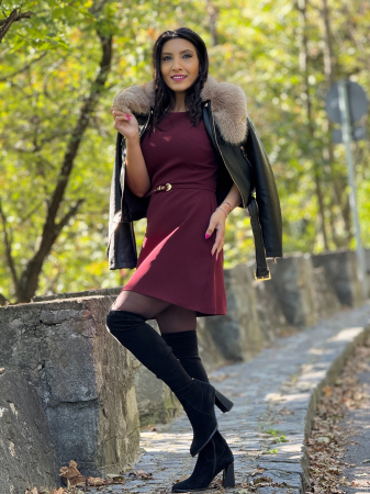 Rochie bordo cu curea [6]