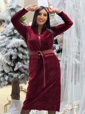 Noutati - Rochie bordo cu fermoar