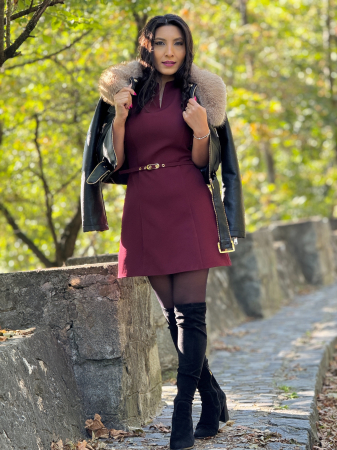 Rochie bordo cu fundite la mana [2]