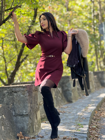 Rochie bordo cu fundite la mana [1]