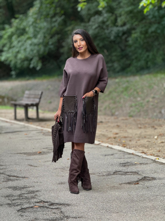 Rochie cu buzunare cu franjuri [1]