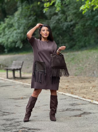 Rochii de zi - Rochie cu buzunare cu franjuri
