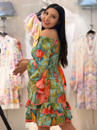 Rochie cu elastic colorata din matase si vascoza [1]