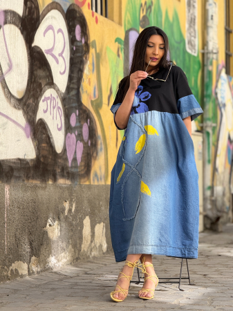 Rochie cu floare albastra cu galben [2]