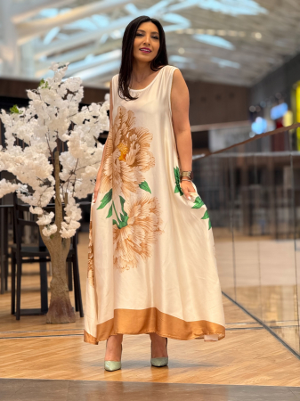 Rochii de zi - Rochie cu floare bej