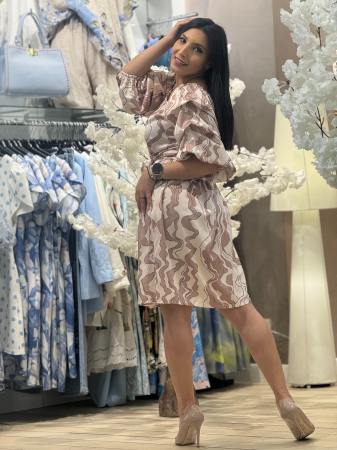 Rochie cu maneci bufante cu imprimeu abstract [3]