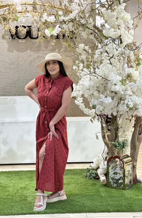 TOTUL LA  -50% - Rochie din bumbac cu buline si cordon in talie