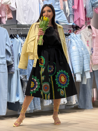 Rochie din bumbac cu flori colorate jos [5]