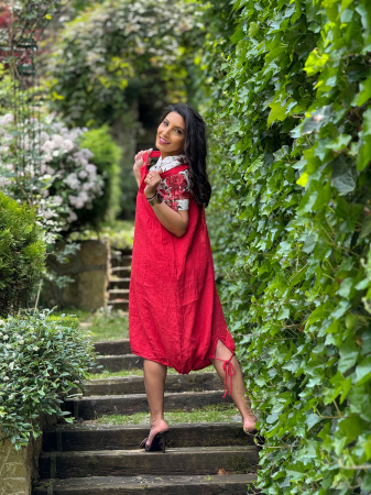 Rochie din in cu nasturi decorativi [5]