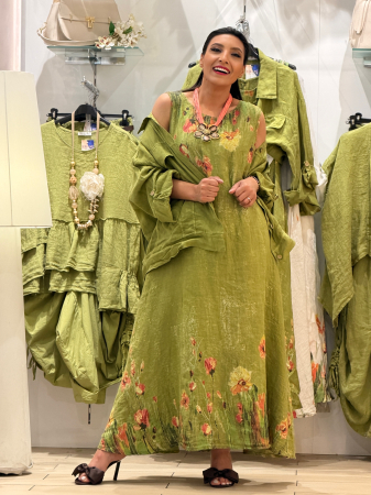 Rochie din in cu print flori de camp [5]