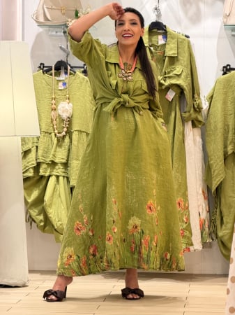 Imbracaminte de dama - Rochie din in cu print flori de camp