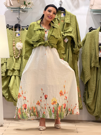 Rochie din in cu print flori de camp [4]