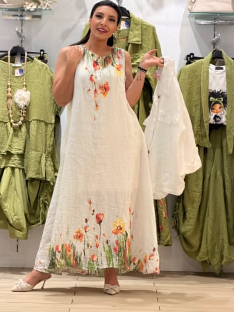 Imbracaminte de dama - Rochie din in cu print flori de camp