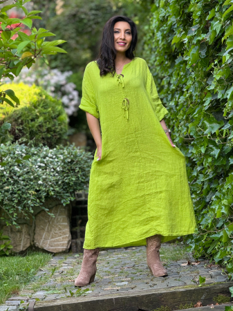 Noutati - Rochie din in cu snur decorativ