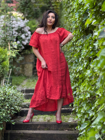 Rochie din in lejera cu elastic in partea de sus [3]