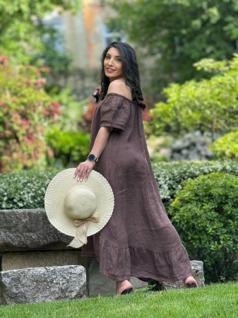 Rochie din in lejera cu elastic in partea de sus [4]