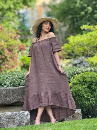 Rochie din in lejera cu elastic in partea de sus [2]
